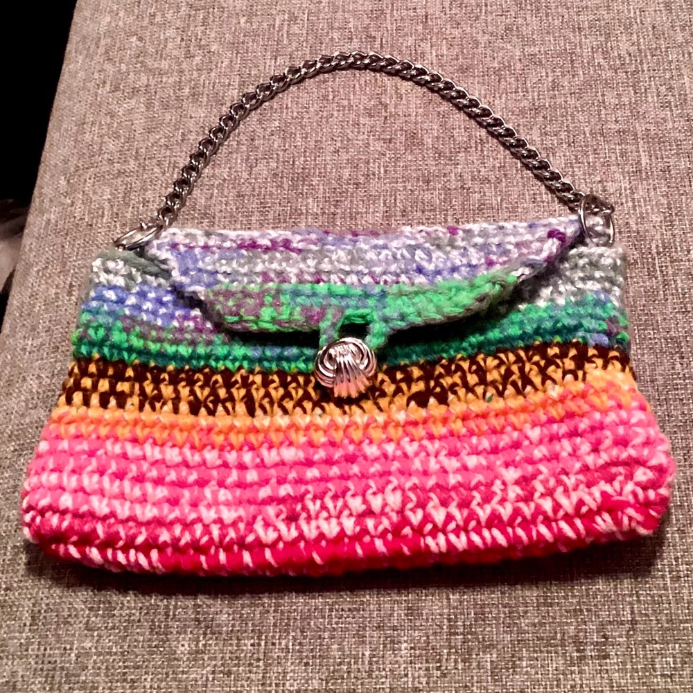 Adoreable Multi-Color Crochet Wristlet Front Button Closure - Picture 2 of 8